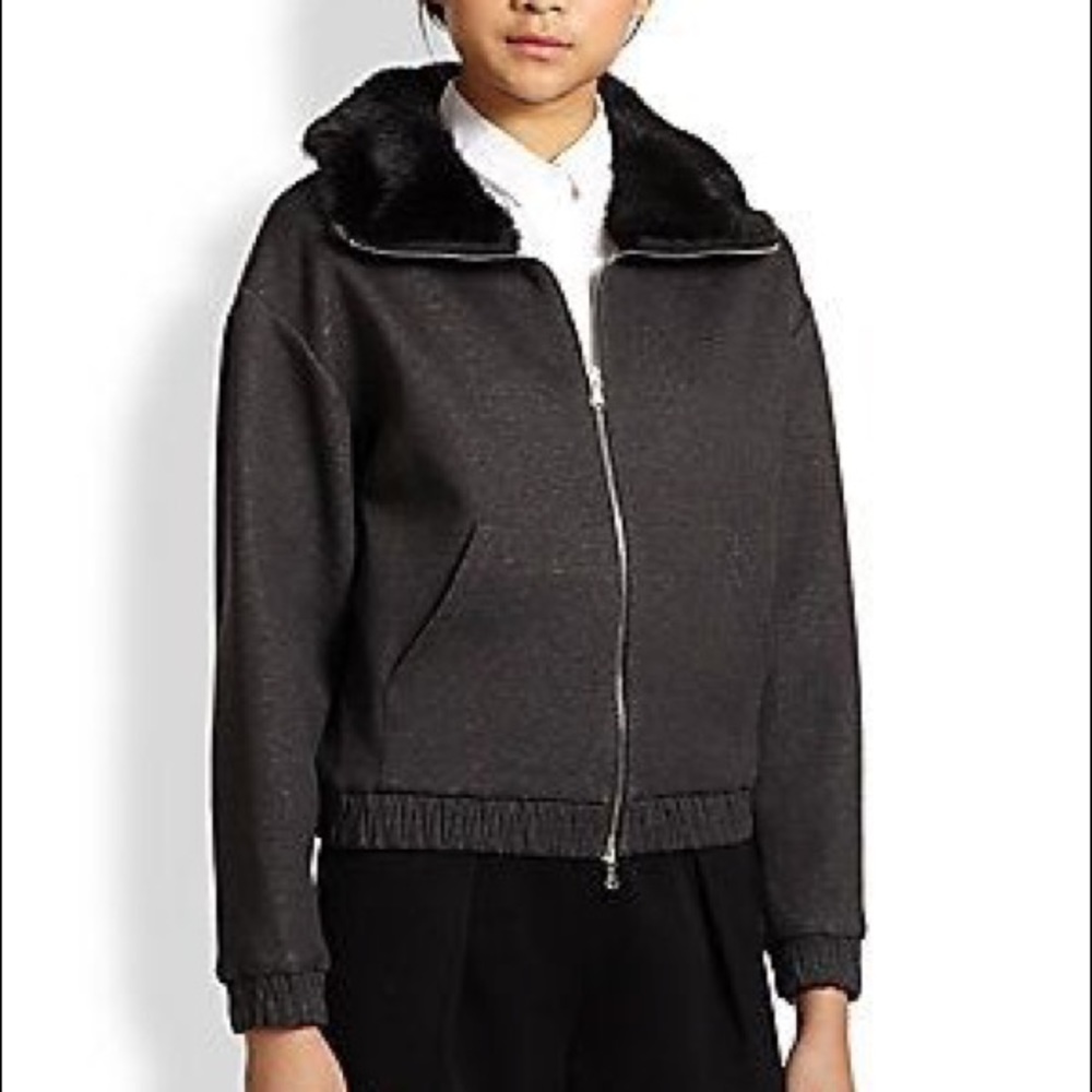 3.1 Phillip Lim Rabbit Fur Trimmed Knit Bomber